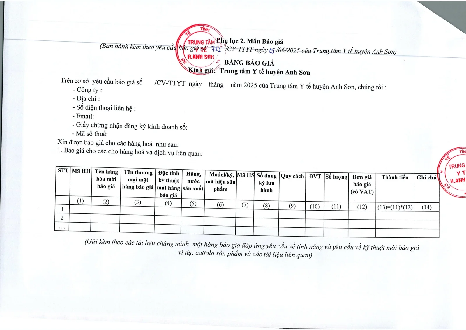Trang 4 – Yêu cầu báo giá tay dao Plasma