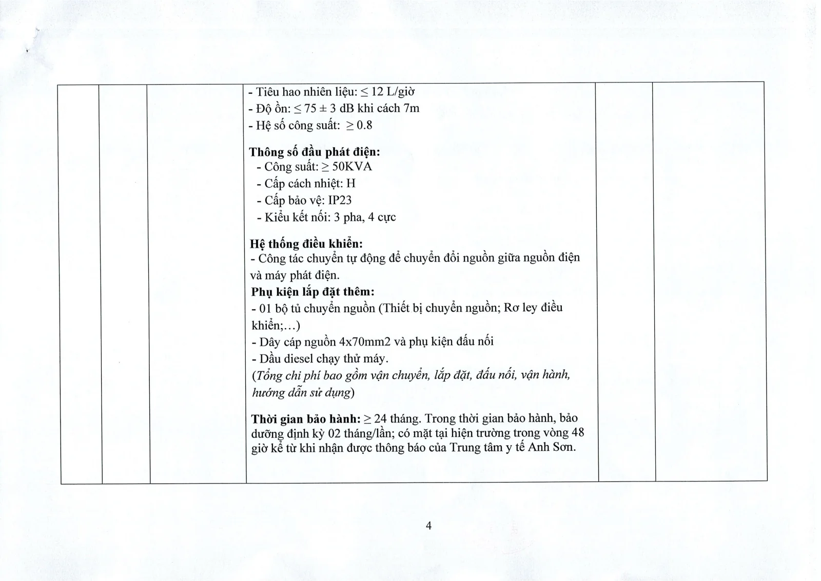 Trang 4 – Yêu cầu báo giá