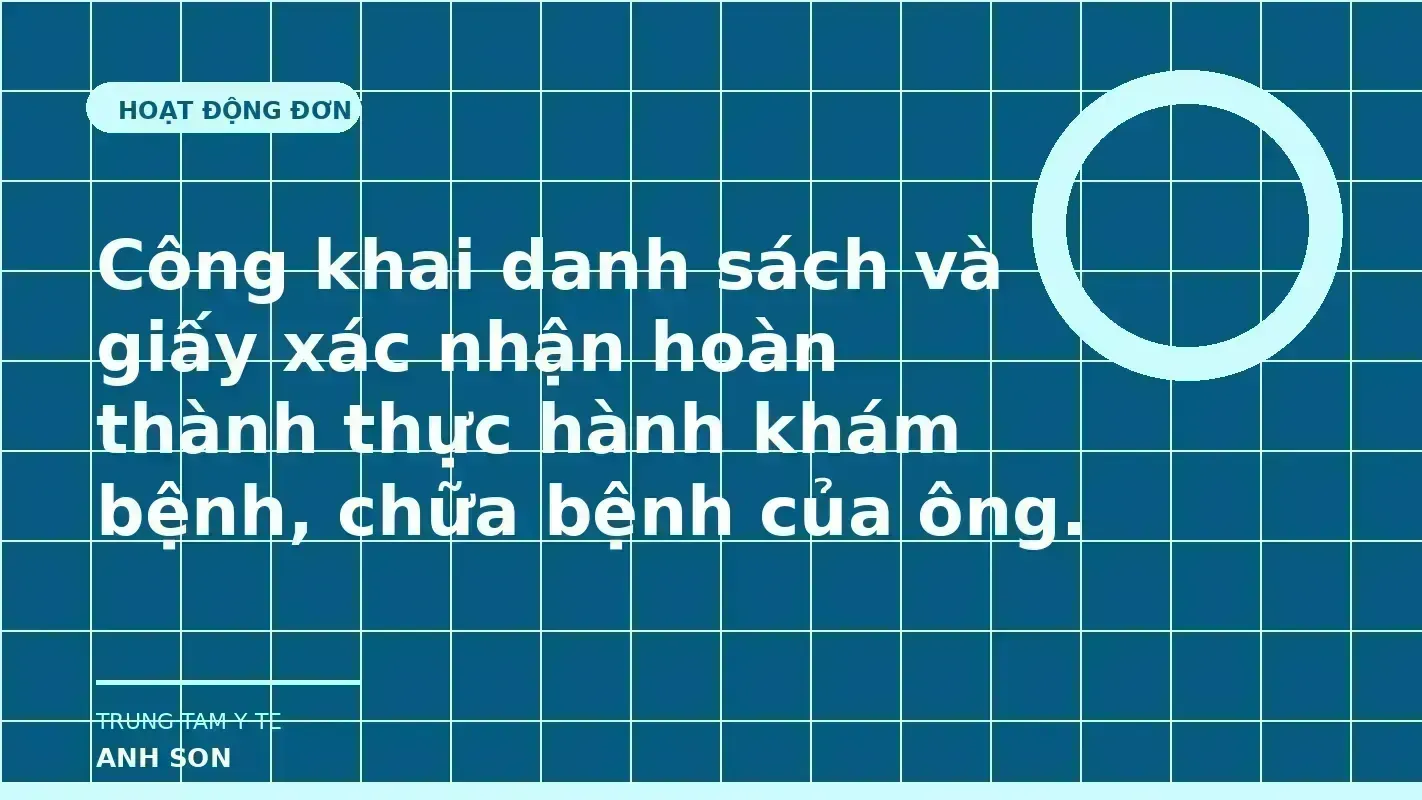 Công khai danh sách và giấy xác nhận hoàn thành thực hành khám bệnh, chữa bệnh của ông Võ Hồng Sơn